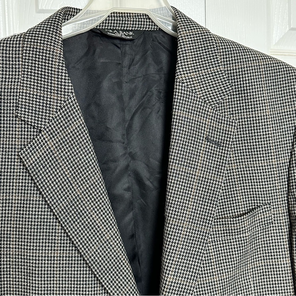 Joseph A Bank Silk Wool Houndstooth Suit Jacket Blazer Sport Coat Academia 44L - Picture 3 of 7